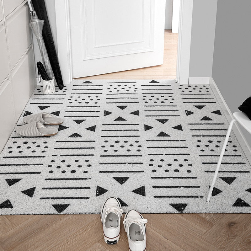 Black White Rubber Welcome Door Mat