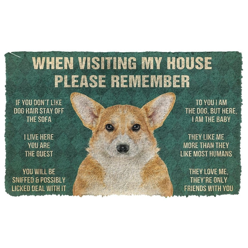 Please Remember Pug Dogs House Rules Doormat Decor