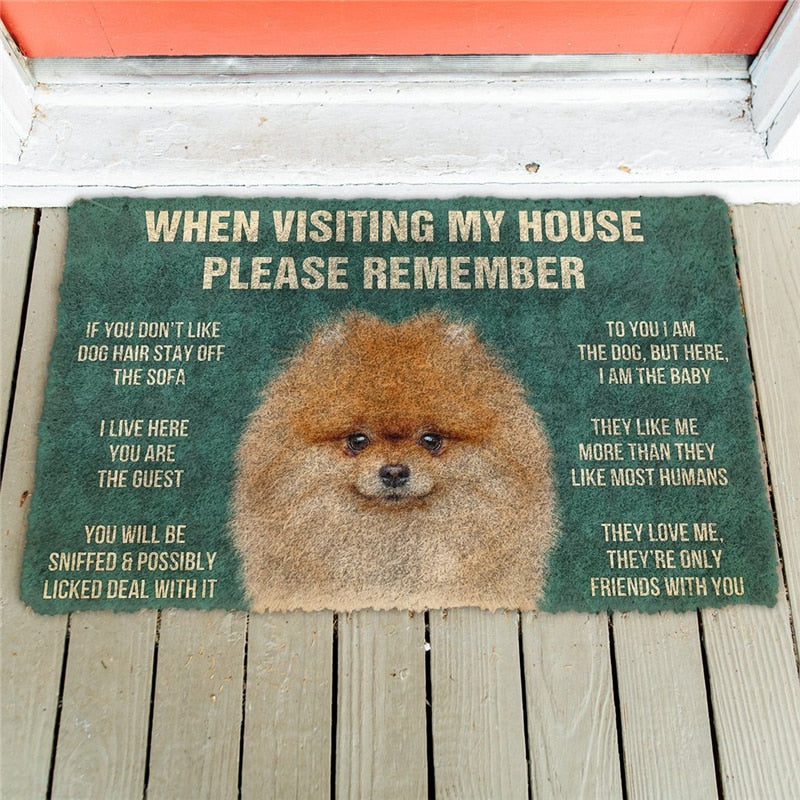 Please Remember Pug Dogs House Rules Doormat Decor