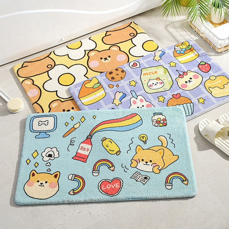 Cute Bath Mat Cartoon Animals Pets Doormat