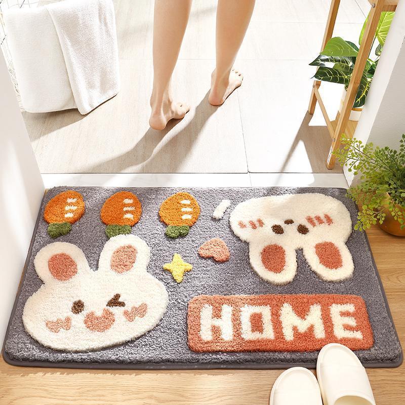 Cute Rabbit Rug Kids Rug Bathroom Absorbent Mat Household