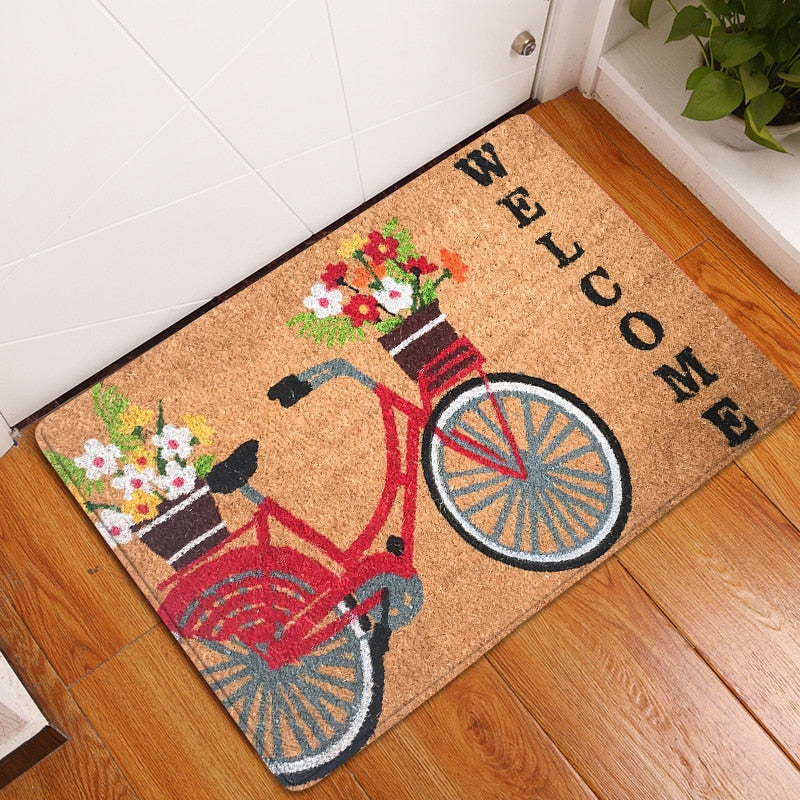 Door Mat Entrance Mat Welcome Flowers Patten