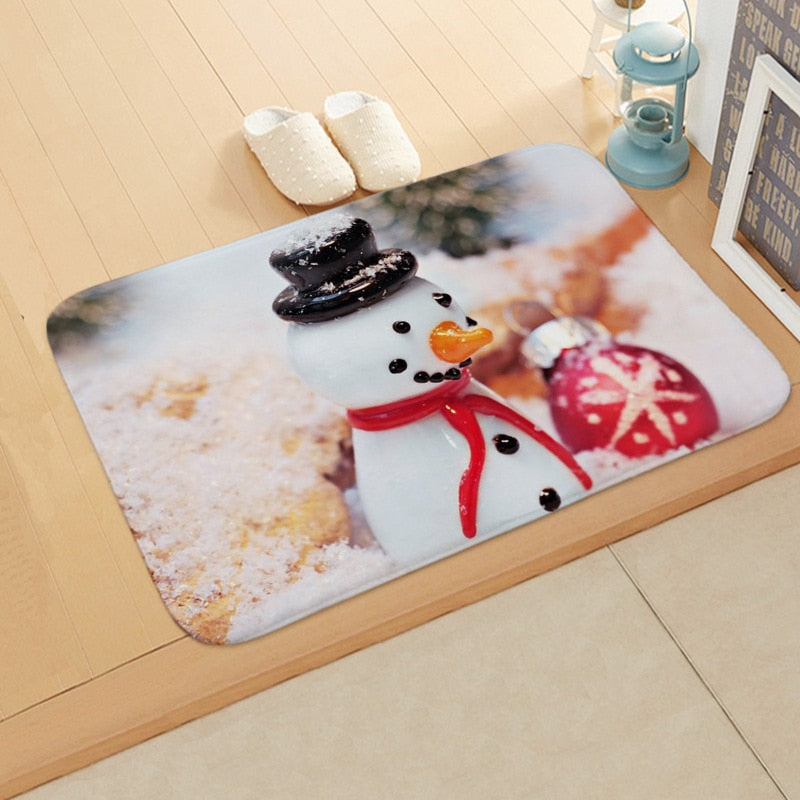 Christmas Doormat Merry Christmas Winter Snowman Anti-Slip Door Mat