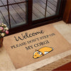 Funny Doormat Welcom Please Don't Step on My Corgi