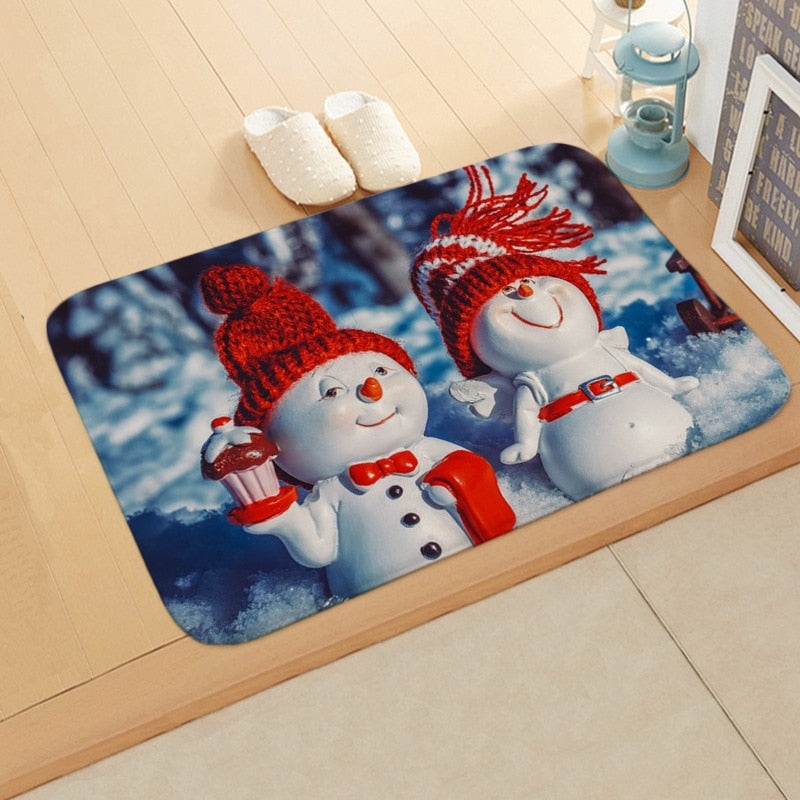 Christmas Doormat Merry Christmas Winter Snowman Anti-Slip Door Mat