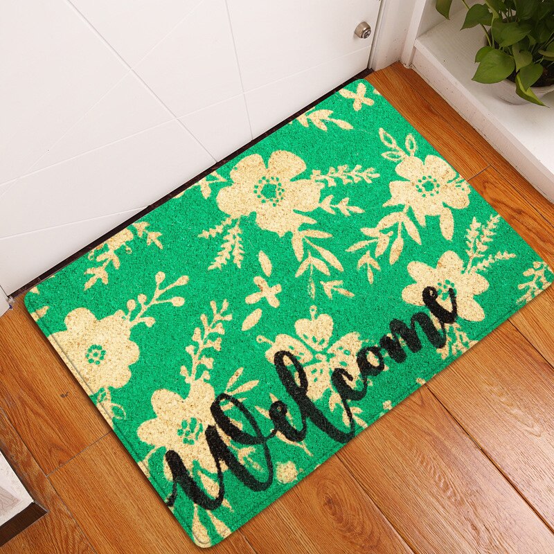 Door Mat Entrance Mat Welcome Flowers Patten