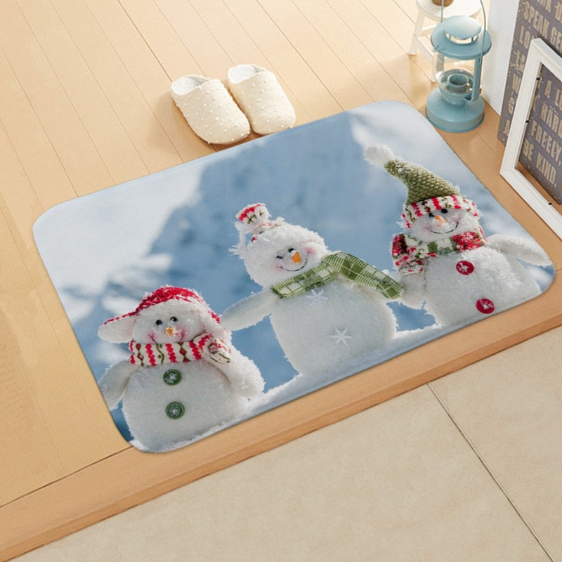 Christmas Doormat Merry Christmas Winter Snowman Anti-Slip Door Mat