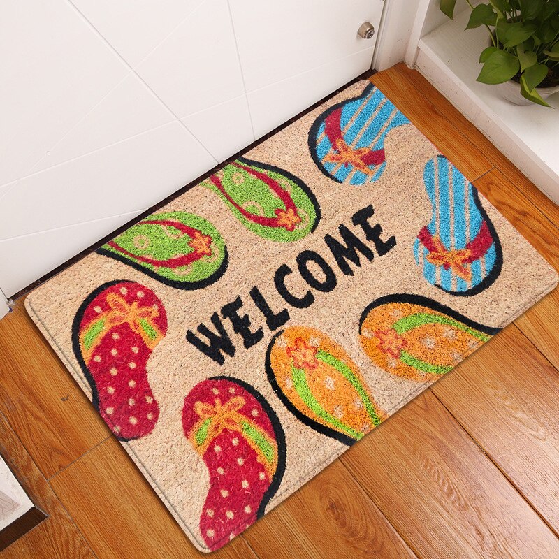 Door Mat Entrance Mat Welcome Flowers Patten