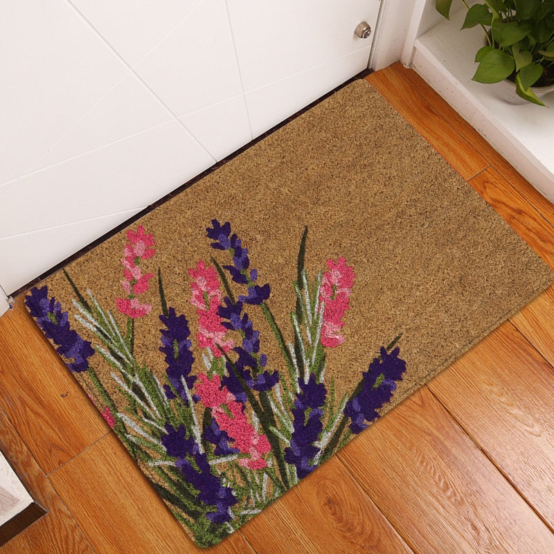 Door Mat Entrance Mat Welcome Flowers Patten