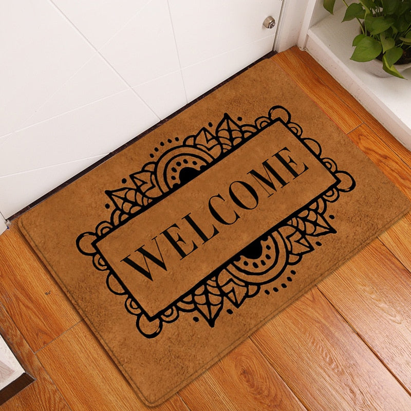 Door Mat Entrance Mat Welcome Flowers Patten