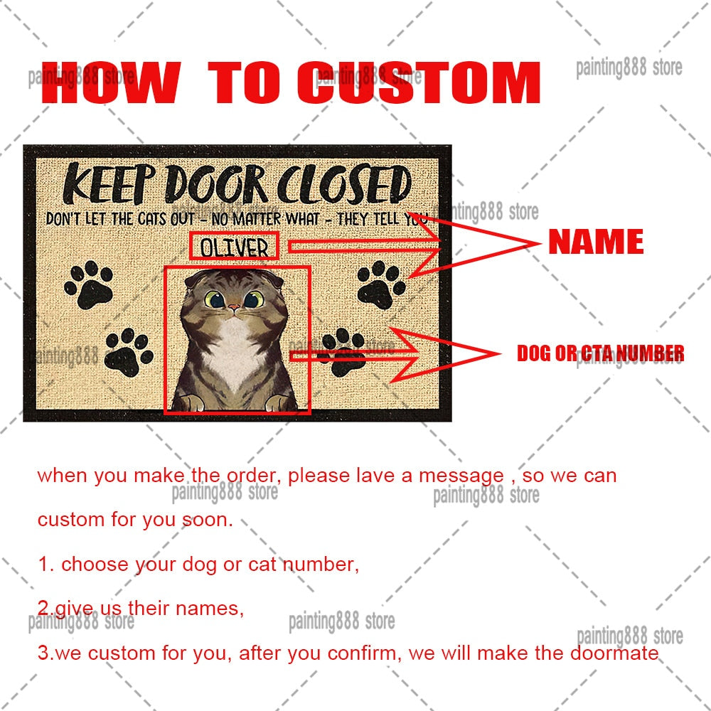 Keep Door Closed Custom Dog Name Doormat