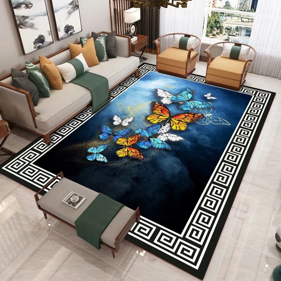 Modern Nordic 3D Butterfly Printed Carpet Living Room Rug