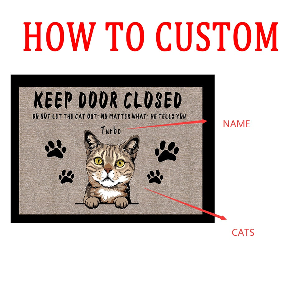 Keep Door Closed Custom Dog Name Doormat