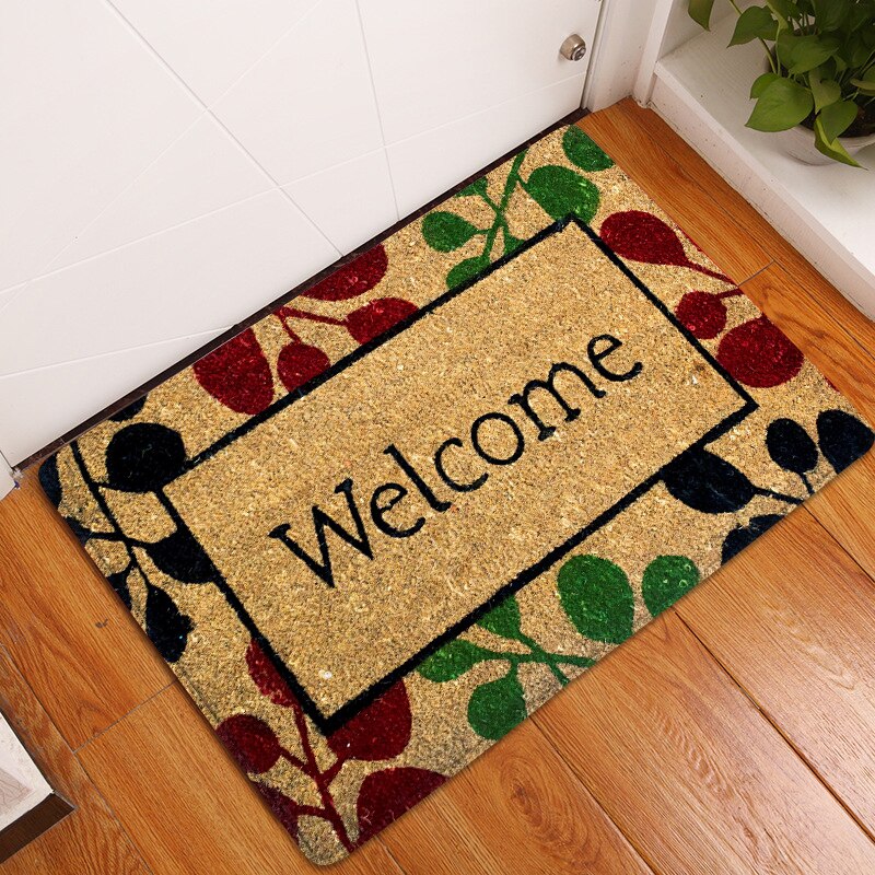 Door Mat Entrance Mat Welcome Flowers Patten