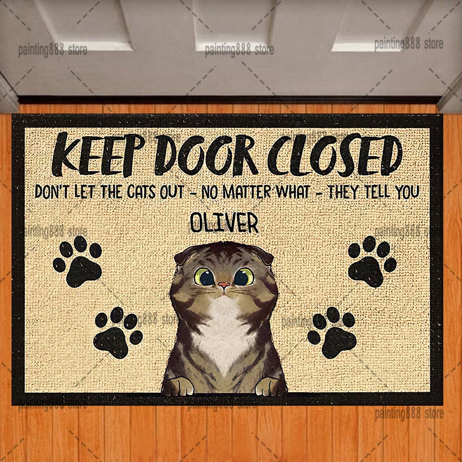 Keep Door Closed Custom Dog Name Doormat