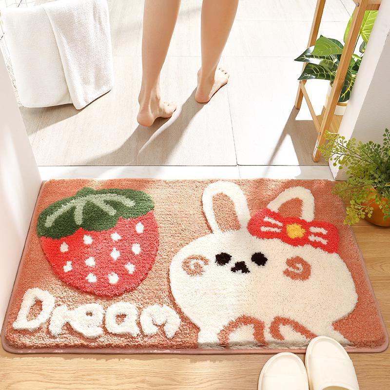 Cute Rabbit Rug Kids Rug Bathroom Absorbent Mat Household