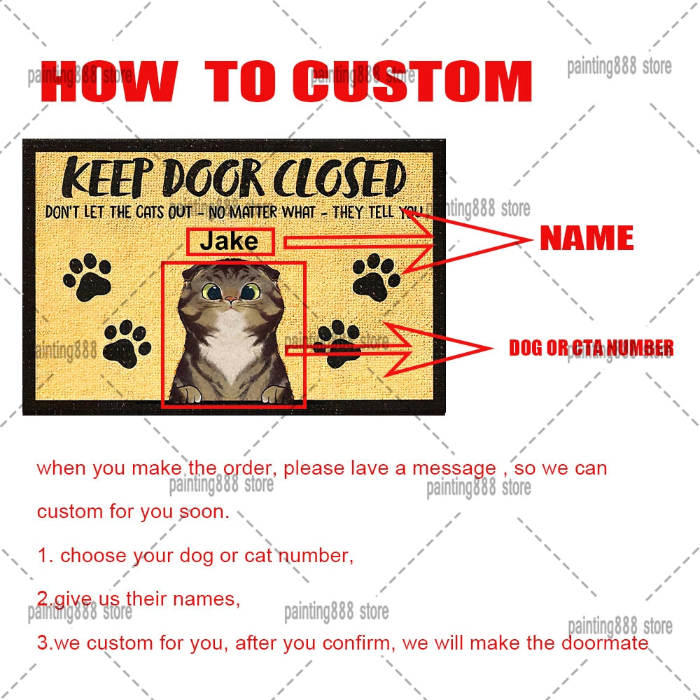 Keep Door Closed Custom Dog Name Doormat